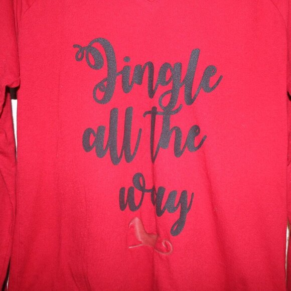 St. John's Bay Jingle All the Way red long-sleeved V-neck shirt M - Picture 2 of 4